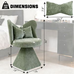 Swivel Accent Vanity Chair with Butterfly Back for Dining <b>Bedroom</b> Makeup <b>Stool</b> or Living Room Use - Product Image 5