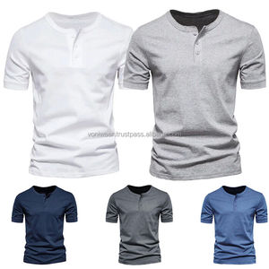เสื้อยืดคอวีผู้ชายสไตล์วินเทจ แขนสั้น ผ้าถัก ยับยาก ลายเรียบ สำหรับฤดูร้อน - Product Image 4