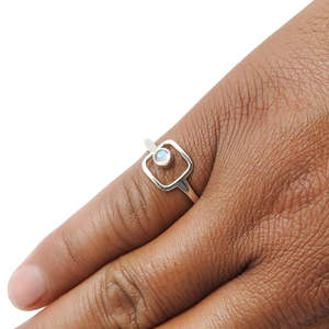 Beautiful Rainbow Moonstone Gemstone <b>Ring</b> Made From <b>925</b> Sterling <b>Silver</b> Brilliant Round Cut Gemstone Bohemian Jewelry For Her - Product Image 2