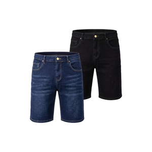 Shorts en jean pour homme 2026, coupe droite, taille mi-haute, délavé foncé, décontracté, été, en coton respirant, tissé, OEM - Product Image 6
