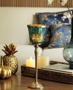 Decorative Iron Figurine <b>Candlestick</b> Holder with <b>Glass</b> Cup - Elegant Handmade Metal Handicrafts for Hotel & Living Room Decor - Product Image 1
