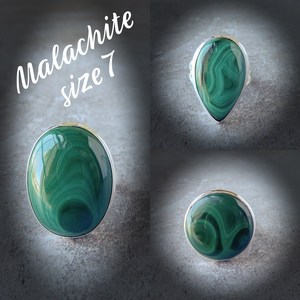 Bague en malachite, argent sterling, pierre précieuse naturelle certifiée IGI, taille 7, bijou élégant, cadeau pour femme, bague ajustable pour les fêtes - Product Image 2