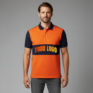 Polo homme rayé en coton tricoté respirant de qualité supérieure, grande taille, couleur unie, logo personnalisé, séchage rapide - Product Image 1