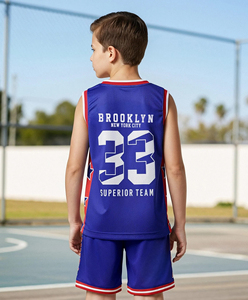 Ropa Deportiva Juvenil, Uniforme de Baloncesto Personalizado por Sublimación, Uniforme de Baloncesto para Niños, Camiseta sin Mangas y Conjunto de Pantalones Cortos para Niños - Product Image 3
