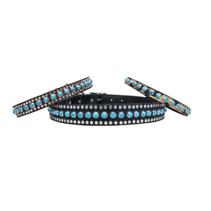 Collar de piel auténtica para perro, hecho a mano, con diseño de cristal y piedra - Product Image 1
