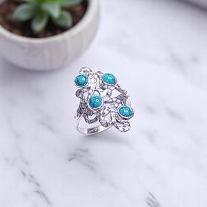 Natural <b>Turquoise</b> Amethyst & Moonstone Gemstone <b>Rings</b> 925 Sterling Silver Handmade <b>Rings</b> Wholesale Price Silver Jewelry - Product Image 1
