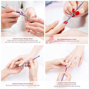 MORJE Surgical Dual-End Stainless Steel Nail <b>Cuticle</b> Pusher Set Reusable Manicure <b>Tool</b> with Textured Grip and Colorful Finish - Product Image 6