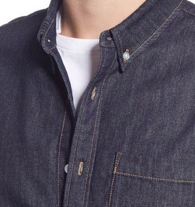 <b>Men's</b> Regular Fit Denim Shirt Full Sleeve Solid Color Casual Turn-down Collar Washable 100% Cotton Woven Fabric - Product Image 2
