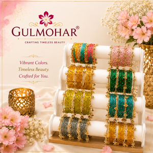 Nouvel ensemble de bracelets en verre et métal doré de style cachemire, tendance et très demandé, Churiyan, pour mariages, fêtes et occasions spéciales, cadeaux de remerciement faits à la main - Product Image 4