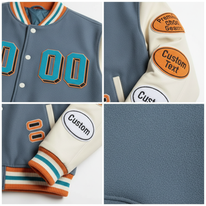 แจ็คเก็ตวาร์ซิตี้แบบกำหนดเองสำหรับผู้ใหญ่ คอตั้ง พร้อมปักชื่อทีม หมายเลข และโลโก้ แจ็คเก็ตเบสบอลแบบ Letterman ผ้าแคนวาส - Product Image 5