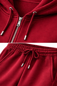 Premium Quality Burgundy Cotton Fleece Puff Print Graphic <b>Zip</b>-<b>up</b> <b>Crop</b> Hoodie Sweatpants Set Custom Design Women Tracksuit - Product Image 4