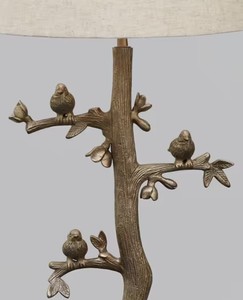 Lámpara de Mesa Estilo Rústico con Diseño de Rama de Árbol y Pájaro, Pantalla de Tela |   Lámpara Decorativa Simple para Uso en Hoteles |   Bombilla E26/E27/B22 para Iluminación del Hogar - Product Image 4