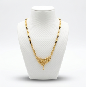 Floral Design Gold Plated Pendant Necklace Women's Wedding Jewelry <b>Copper</b> Alloy Link <b>Chain</b> Beads Classic Style Mangalsutra - Product Image 1