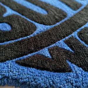 Alfombra de Lana Antideslizante con Diseño Geométrico, Hecha a Mano, para Niños, Color Azul, para Sala de Estar, Dormitorio o Habitación Infantil - Product Image 5