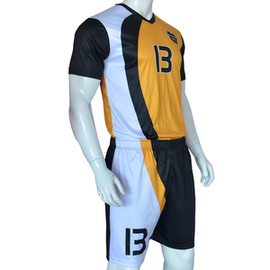 ชุดฟุตบอลชายคุณภาพดีราคาถูก-ราคาดีที่สุด ดีไซน์ใหม่ ผ้าโพลีเอสเตอร์ตาข่าย 100% แห้งเร็ว แขนสั้น สกรีนโลโก้ด้านหน้าได้ - Product Image 2