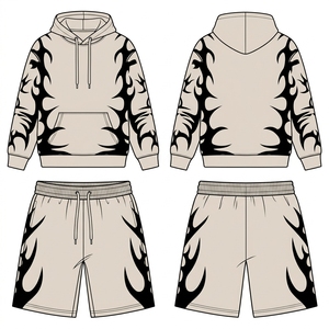 Conjunto de Sudadera con Capucha y Pantalones Cortos de Forro Polar con Logotipo Personalizado para Clubes Deportivos, Directo de Fábrica - Product Image 3