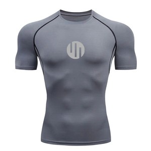 Men's T-shirt Fitness Compression Shirt Quick Dry Short Sleeve Gym Muscle Shirt Breathable White Black Sun protection Sportswear - Product Image 6