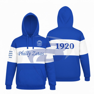 Sweat-shirt à capuche Zeta Phi Beta ZPB Sorority bleu royal et blanc, coton et polyester de haute qualité, vêtements grecs pour sororité. - Product Image 3