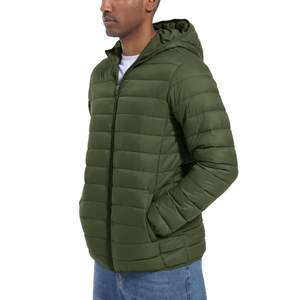 Blouson d'hiver matelassé pour homme, style urbain, design moderne, motif uni, col montant, fermeture éclair - Product Image 5