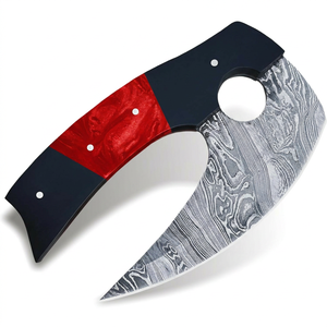 Couteau Ulu en acier Damas avec manche en résine torsadée, lame pointue de 2 mm d'épaisseur, longueur personnalisable, DIY OEM/ODM, cuisine, extérieur - Product Image 5