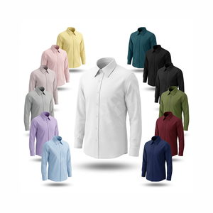 Chemise décontractée ajustée tendance à manches longues, demi-fermeture, en coton, avec poches sur le devant, pour le travail et les affaires - Product Image 1