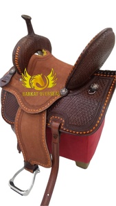 Custom Roughout <b>Soft</b> Seat New Genuine Leather Western Barrel Racing Horse Saddle Wood Orange Buckstitch Portable Riding Dressage - Product Image 3