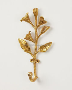 Vintage Flower Wall <b>Hook</b> Metal Gold Coat Rack Decorative <b>Hook</b> for Wall or Door Mounting - Product Image 2
