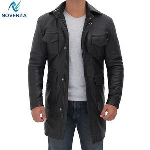 Manteau Trench Classique en Cuir pour Homme, Réversible, Coupe Ajustée, Doublure Chaude, Fermeture Boutonnée, Idéal pour les Voyages d'Affaires, Décontracté et Quotidien - Product Image 1