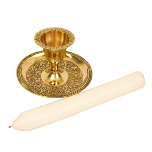 <b>Brass</b> Tea Light Holder <b>Candlestick</b> Handmade Decorative Candle Holder with Tray for Home Festival Decor - Product Image 3
