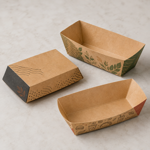 Assiette en carton kraft biodégradable et écologique jetable de 10 oz pour frites, hot-dogs et snacks – Plateau bateau - Product Image 6