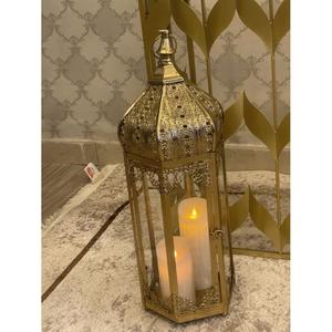 Lanterne suspendue de luxe de style marocain en métal avec verre orange, porte-bougie, décoration du Ramadan, vente chaude, durable - Product Image 6