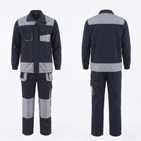 Ensemble de vêtements de travail pour hommes, noir, 220 GSM, tissu piqué en polycoton, manches courtes, polo et pantalon, broderie personnalisée, logo imprimé, uniforme de travail