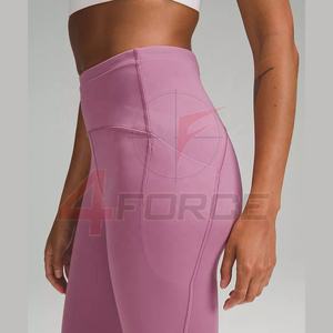 Leggings de Yoga de LICRA de poliéster sin costuras para mujer, ropa deportiva personalizada para levantamiento de glúteos, gimnasio, paneles de malla acanalada, color sólido - Product Image 5
