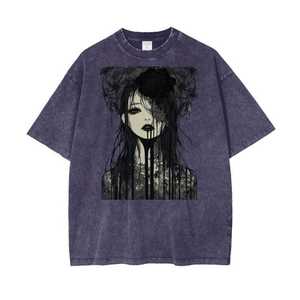 Camiseta de algodón holgada con estampado gráfico y lavado ácido estilo urbano para mujer, personalizable, venta al por mayor, proveedor a granel - Product Image 1