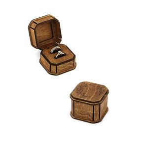 Wooden Ring Box for Engagement, Wedding, Proposal | Rustic & Octagonal Jewelry Gift Packaging for Couples, Men & Women - Product Image 2