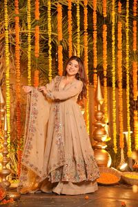 New Collection <b>Women</b> Yellow Anarkali Gown <b>3</b> <b>Piece</b> <b>Suit</b> Set Floor Length Traditional Indian Pakistani Outfit - Product Image 6