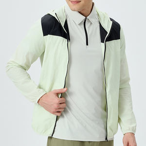 Chaqueta Deportiva Ligera con Capucha y Cierre Completo para Hombre, Diseño Veraniego, Color Claro, Poliéster, para Correr - Product Image 1