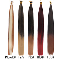 Vente en gros de mèches de cheveux synthétiques lisses et soyeuses de 30 pouces, 150g, pré-bouclées, pour tresses au crochet, extensions de cheveux raides comme des baguettes
