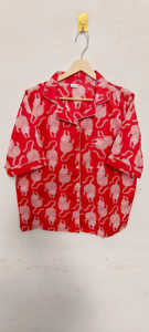 Conjunto de Pijama de 2 Piezas para Mujer, 100% Algodón, Estampado de Leopardo Rojo, Camisa de Manga Corta con Botones, Tejido Cómodo - Product Image 6