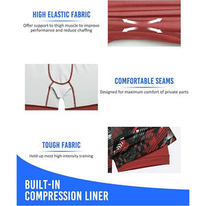 Shorts de sport décontractés pour hommes en tissu éponge, séchage rapide, anti-plis, avec ourlet fendu, taille élastique, respirants, pour le yoga - Product Image 3