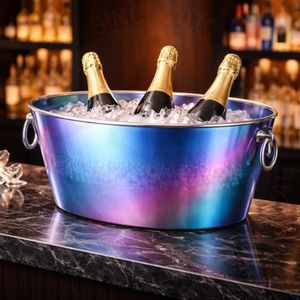 Cubo de Hielo Metálico con Rayas PVD Arcoíris para Bares, Discotecas y Fiestas de Estilo Europeo, 5L de Capacidad, Hecho a Mano - Product Image 2