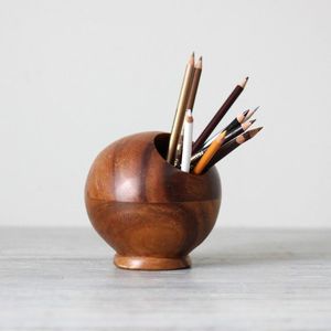Organisateur de bureau traditionnel en bois fait à la main pour mariage, support pour stylos, support pour bloc-notes, support pour téléphone portable, multifonction - Product Image 5