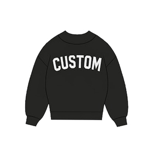 Sweat-shirt à col montant oversize à épaules tombantes en molleton doux, streetwear décontracté d'hiver, logo personnalisable sur le devant, manches longues - Product Image 1