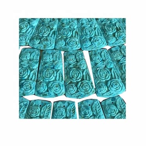 Cuentas de flor tallada a mano, <span class=keywords><strong>piedra</strong></span> natural <span class=keywords><strong>turquesa</strong></span> con flor tallada a mano - Product Image 3