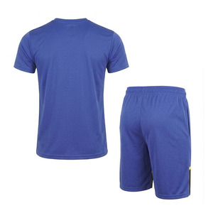Conjunto Deportivo para Hombre EKIN IMPEX, Camiseta con Bloques de Color Azul, Negro y Amarillo, Secado Rápido, Poliéster y Elastano, Cuello Redondo, Ropa Deportiva de Verano - Product Image 2