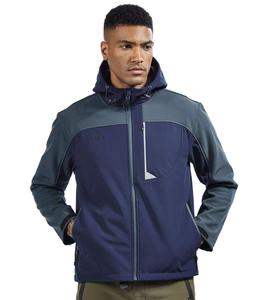Men's <b>Hooded</b> <b>Fleece</b> <b>Jacket</b> Windproof Zipper Closure Solid Color Polyester Shell Autumn Wear Regular Fit - Product Image 1