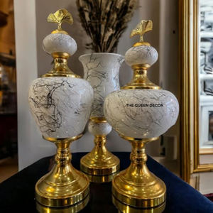 Aluminum Metal <b>Round</b> Shape Embossed <b>Brush</b> Texture Gold Plated Metal Vase Latest Contemporary Top Selling - Product Image 3