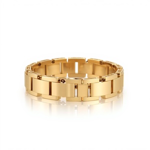 18K Solid Gold <b>Bangle</b> Real Gold Jewelry Wholesale Supplier Minimalist 18 Karat Gold <b>Bracelets</b> 3D Architectural Interlocking Link - Product Image 4
