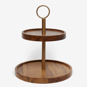 Soporte de Pastel de Madera de 2 Niveles, Accesorios para Cupcakes, Decoración para Fiestas y Eventos, Soporte de Pastel de Metal y Madera - Product Image 6