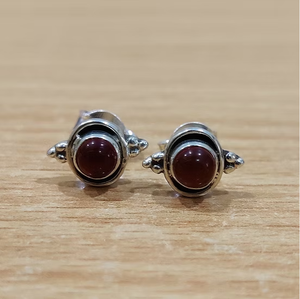 Classic Round Carnelian Gemstone 925 <b>Silver</b> <b>Stud</b> Earrings - Handmade Fine Jewelry Gift Item For Women - Product Image 2